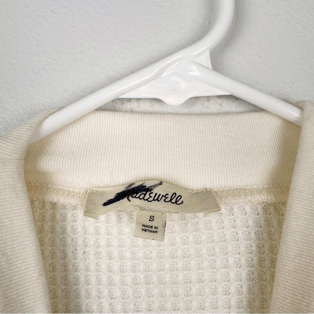 Madewell Textural Waffle Knit Long Sleeve Crewneck Tee White Size S NWOT - Picture 7 of 8